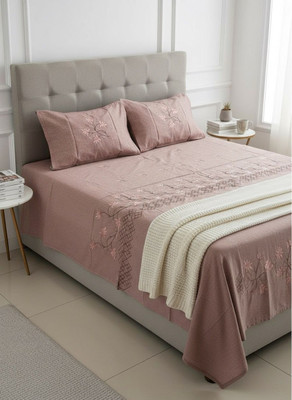 LavishFabrics Cotton Double Flat 550 TC Solid Bedsheet(Pack of 3, Peach)