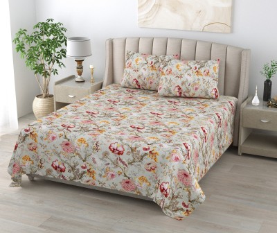 CHICERY 210 TC Cotton Single Floral Flat Bedsheet(Pack of 1, Chili Red Flower)