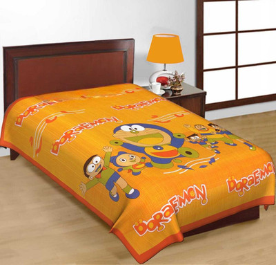 Indian Royal Fashion Cotton Single Flat 144 TC Jaipuri Prints Bedsheet(Pack of 1, Orange)