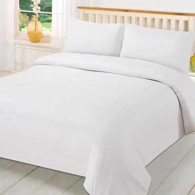 Flipkart SmartBuy 185 TC Polycotton Double Solid Flat Bedsheet(Pack of 1, White)