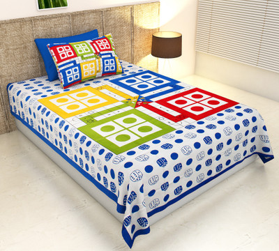 Home@shop 140 TC Cotton Single Printed Flat Bedsheet(Pack of 1, Multicolor)