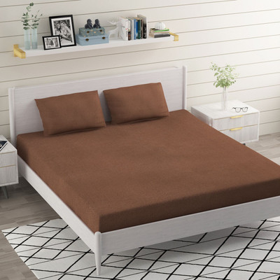 BELVOSTUM Microfiber Double Flat 220 TC Self Design Bedsheet(Pack of 1, Brown)