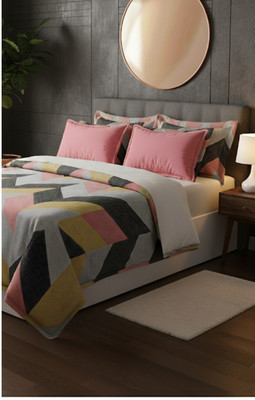 Ananta Enterprises Cotton King Flat 250 TC Striped Bedsheet(Pack of 1, Pink, Black, Sky blue, White, Yellow)
