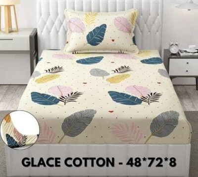 CLOVIS KRAFTS 240 TC Microfiber Single Printed Fitted (Elastic) Bedsheet(Pack of 1, CREAM F)