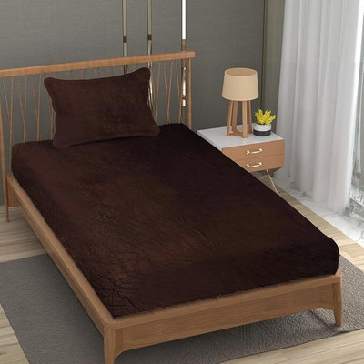 SHOPHOX Woolen Single Fitted (Elastic) 300 TC Abstract Bedsheet(Pack of 1, Brown, White, Multicolor)