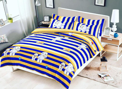 SPSON'S HANDLOOM Cotton Double Flat 140 TC Printed Bedsheet(Pack of 1, Blue)