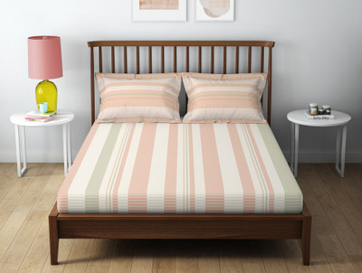 SPACES 132 TC Cotton Queen Printed Flat Bedsheet(Pack of 1, Mauve)