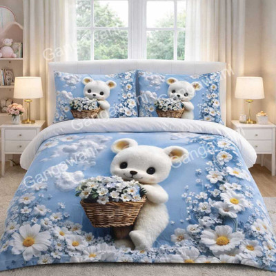 Lavish store Cotton Double Flat 300 TC 7D Digital Bedsheet(Pack of 1, Luxury 7D Printed Cotton Bedsheet (90×100 Inch) Blue)