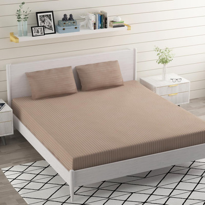 Rivek Décor Cotton Blend Double Flat 240 TC Striped Bedsheet(Pack of 1, Multicolor)