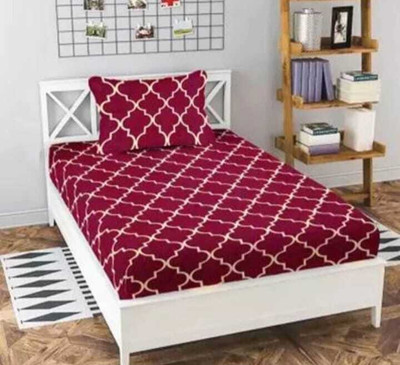 CottonDreamz 144 TC Polycotton Single Abstract Flat Bedsheet(Pack of 1, Red)