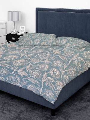SLEEPING OWLS 144 TC Cotton Super King Abstract Flat Bedsheet(Pack of 1, Blue)