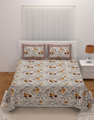 Yuvaan Enterprises 180 TC Cotton Single Floral Flat Bedsheet(Pack of 1, Brown)