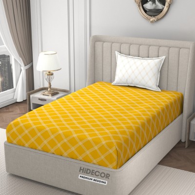 HIDECOR 280 TC Microfiber Single Geometric Flat Bedsheet(Pack of 1, Yellow & White)