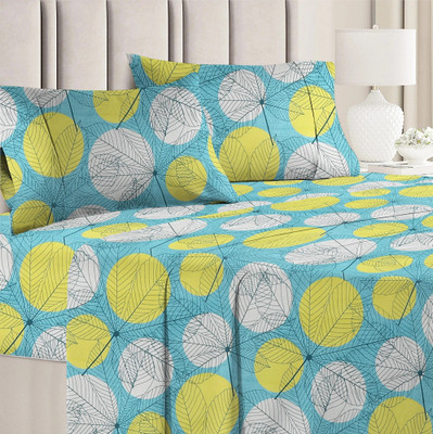 Flipkart SmartBuy Cotton Double Flat 180 TC Printed Bedsheet(Pack of 1, Green, Yellow)
