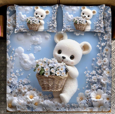 Goodrik Cotton King Flat 300 TC Cartoon Bedsheet(Pack of 1, Multicolor-03)