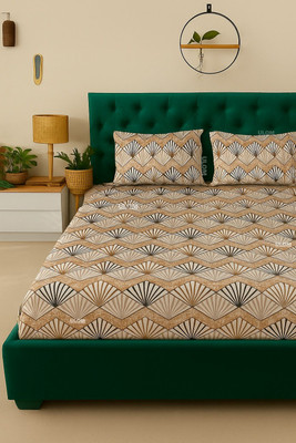 NIDIF Woolen Queen Fitted (Elastic) 350 TC Floral Bedsheet(Pack of 1, sw-2)