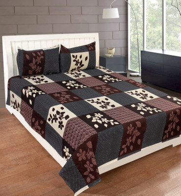 Aniket 180 TC Polycotton Double Printed Flat Bedsheet  (Pack Of 1, Brown) For Rs. 199 @ 50 %