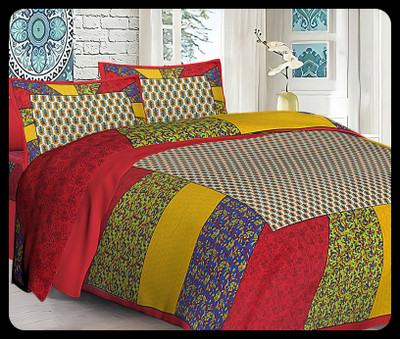 JAIPUR PRINTS Cotton Double Flat 220 TC Jaipuri Prints Bedsheet(Pack of 1, Red)
