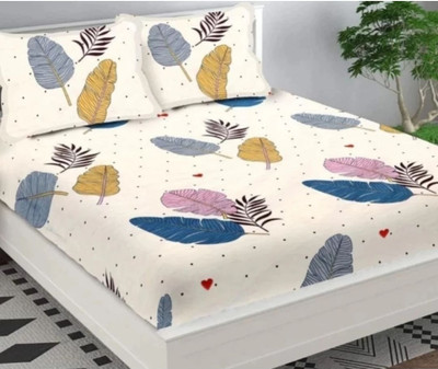 rivek Microfiber King Flat 220 TC Floral Bedsheet(Pack of 1, White, Brown)