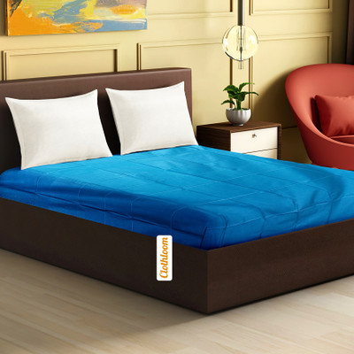 Clothloom 190 TC PVC Double Self Design Flat Bedsheet(Pack of 1, Cerulean)