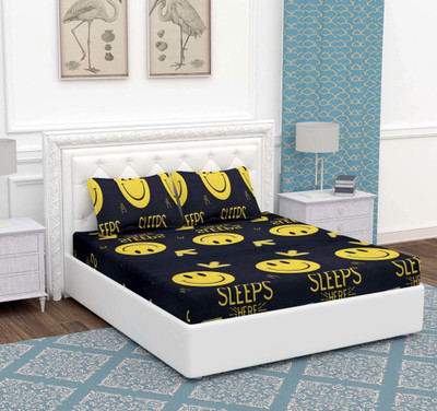 BEVI Microfiber Double Flat 300 TC Cartoon Bedsheet(Pack of 1, Black)
