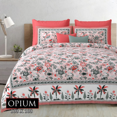 ROOP JYOTI Cotton King Flat 380 TC Printed Bedsheet(Pack of 1, Pink)