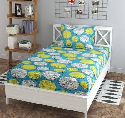 Fashion String 120 TC Microfiber Single Printed Flat Bedsheet(Pack of 1, Dark Green)