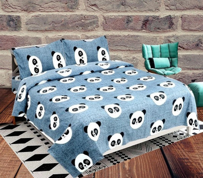 MSs AG TRADERSS S Polycotton Double Flat 300 TC Animal Bedsheet(Pack of 1, Blue)