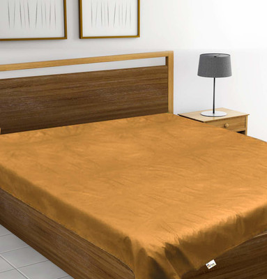 AG Creations 200 TC Polyester Double Solid Flat Bedsheet(Pack of 1, Gold)