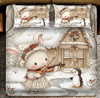 Goodrik Cotton King Flat 300 TC Cartoon Bedsheet(Pack of 1, Multicolor-11)