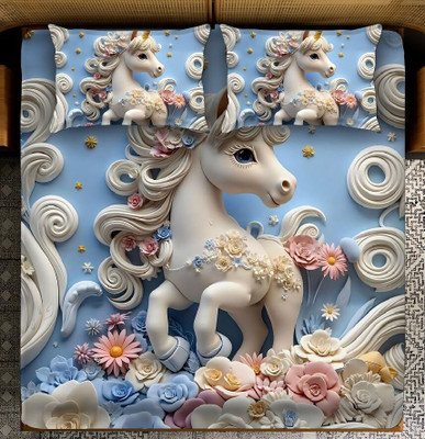 Panipat Textile Hub Cotton King Flat 300 TC Cartoon Bedsheet(Pack of 1, Multicolor-07)