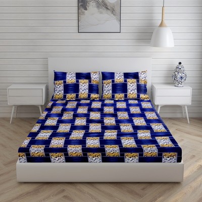 PROZONE 144 TC Polycotton Double Printed Flat Bedsheet(Pack of 1, Design 21)