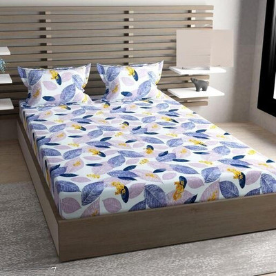 Bunkin 280 TC Polycotton King Printed Fitted (Elastic) Bedsheet(Pack of 1, Multicolor)
