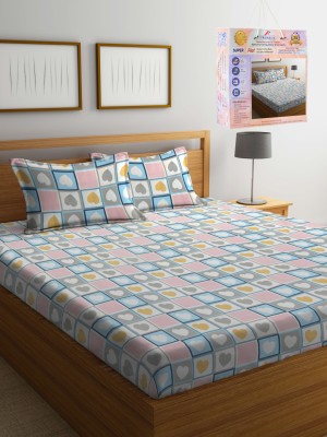 Fabinaliv 300 TC Polycotton Super King Geometric Flat Bedsheet(Pack of 1, Multicolor)