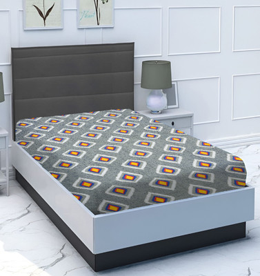 SPANGLE 144 TC Polycotton Single Printed Flat Bedsheet(Pack of 1, Grey)