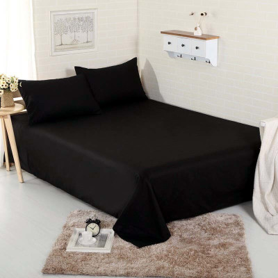 Optra 300 TC Microfiber Double Solid Flat Bedsheet(Pack of 1, Black)