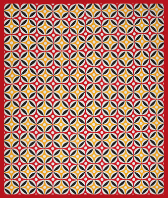 Ragvi Cotton Double Flat 350 TC Geometric Bedsheet(Pack of 1, Red)