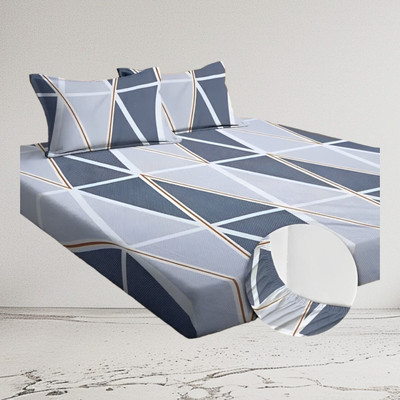 vashek 280 TC Microfiber King Printed Fitted (Elastic) Bedsheet(Pack of 1, Multicolor)
