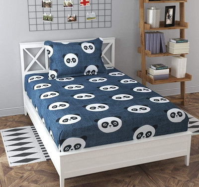 precise fabrics Microfiber Single Flat 250 TC Printed Bedsheet(Pack of 1, Blue 1)