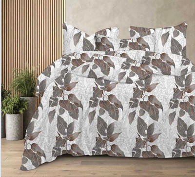 PRIHAR COLLECTION Cotton King, Super King Flat 300 TC Jaipuri Prints Bedsheet(Pack of 1, White, Grey)