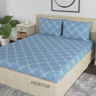 LOPUNNY 240 TC Polycotton Double Geometric Flat Bedsheet(Pack of 1, Blue)