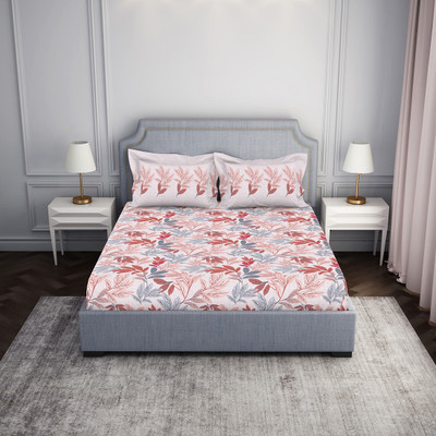 SPACES 144 TC Cotton Double Abstract Flat Bedsheet(Pack of 1, BLUSH)