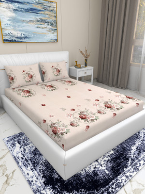 Flipkart SmartBuy 144 TC Microfiber King Printed Flat Bedsheet(Pack of 1, Cream)