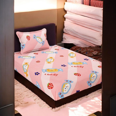 HOMYBEES 110 TC Polyester Single Abstract Flat Bedsheet(Pack of 1, Maroon)