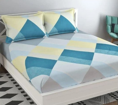 AVINYA 244 TC Microfiber Single Printed Fitted (Elastic) Bedsheet(Pack of 1, Yellow)