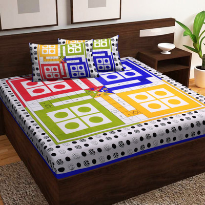 Lovish collection 220 TC Polycotton King Jaipuri Prints Fitted (Elastic) Bedsheet(Pack of 1, Multi_1)