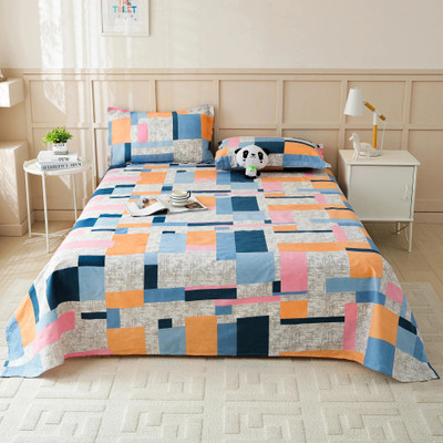 Story@home 180 TC Microfiber Double Printed Flat Bedsheet(Pack of 1, Multicolor)