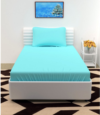 KHWAISH KOLLECTION 180 TC Microfiber Single Solid Flat Bedsheet(Pack of 1, Blue, Grey)