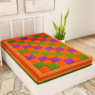 Unique Choice 220 TC Cotton Single Self Design Flat Bedsheet(Pack of 1, Green)
