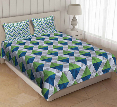 malkinn Cotton Double Flat 200 TC Geometric Bedsheet(Pack of 1, Multicolor)